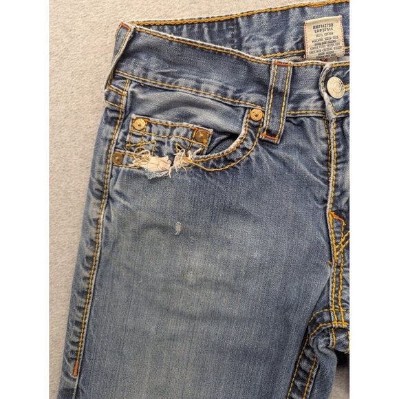 True Religion Jeans Mens 30 Straight Made in USA Distressed Zip Fly Horseshoe - Picture 2 of 16